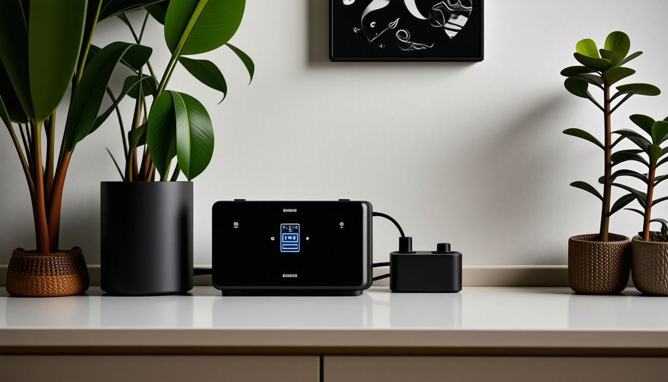 A tidy modern home interior with a battery backup powering everyday d… for battery reconditioning near me