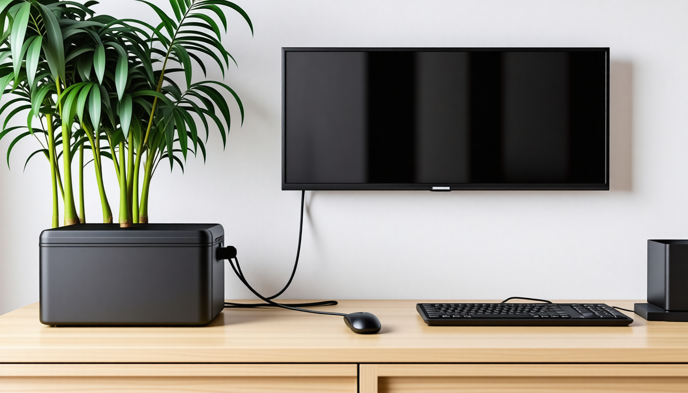 A tidy modern home interior with a battery backup powering everyday d… for how to make a dead battery work again a…