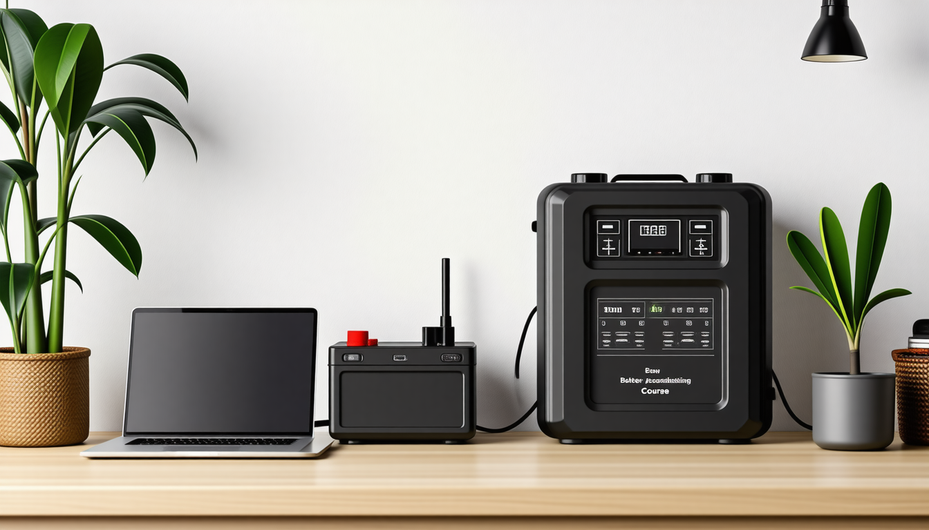 A tidy modern home interior with a battery backup powering everyday d… for how to repair a car battery