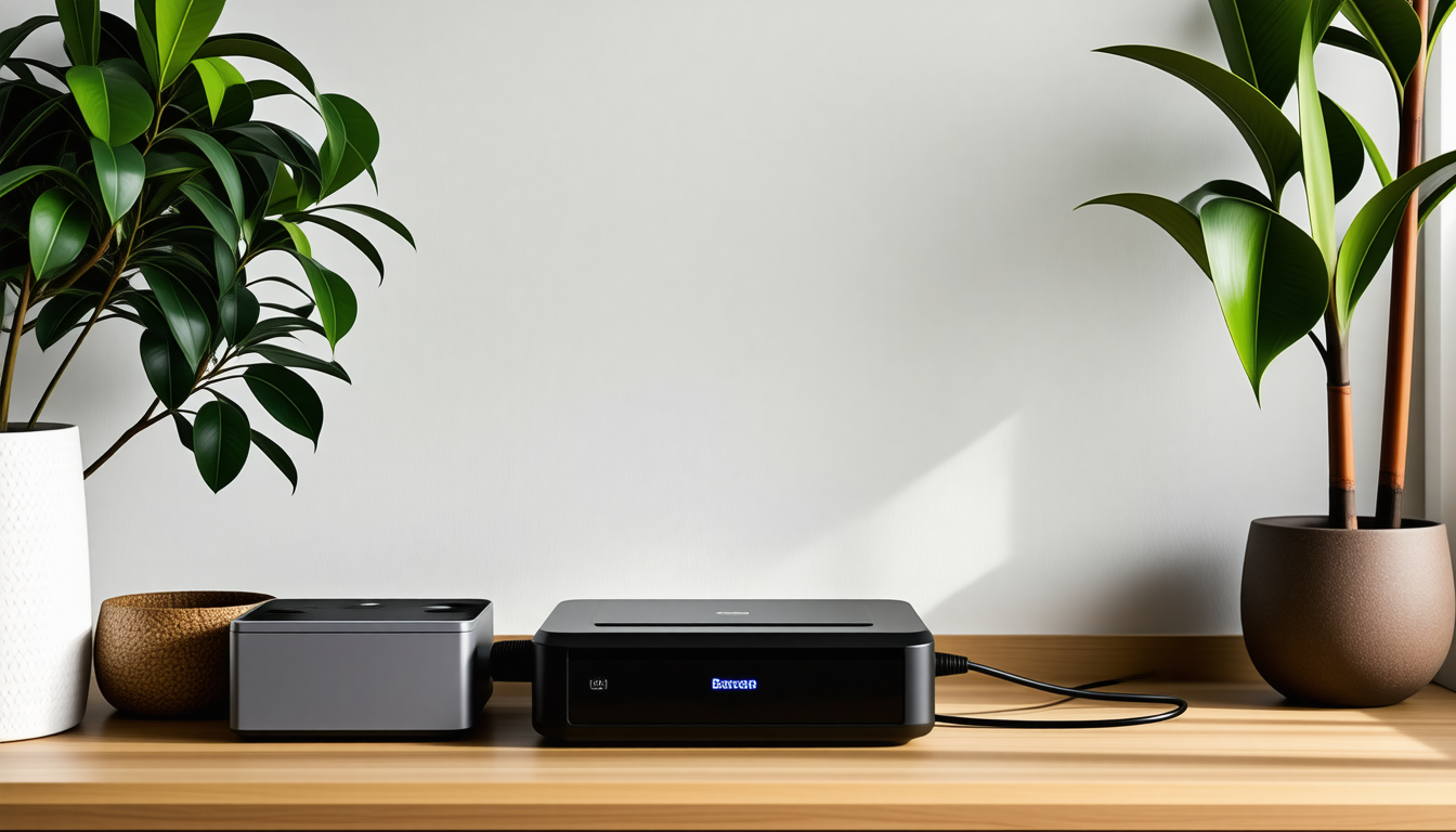 A tidy modern home interior with a battery backup powering everyday d… for hybrid battery reconditioning tool